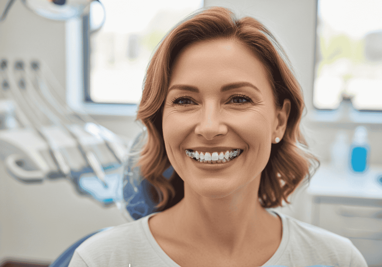 Clear Invisalign orthodontic aligner trays for discreet tooth straightening